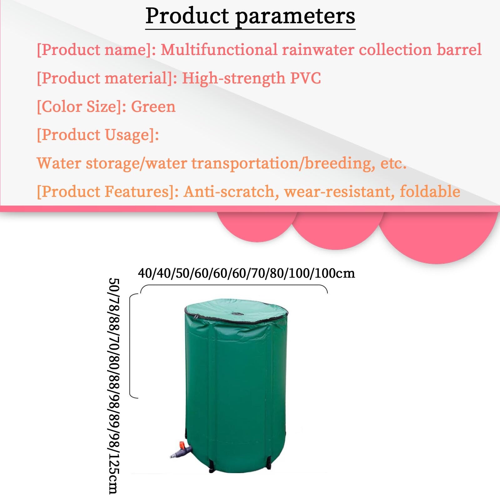 Barril de Lluvia portátil con Grifo, bidones de Agua con Soporte y Grifo, Plegable, para jardín, colector de Agua de Lluvia, contenedor de Almacenamiento para Exteriores.