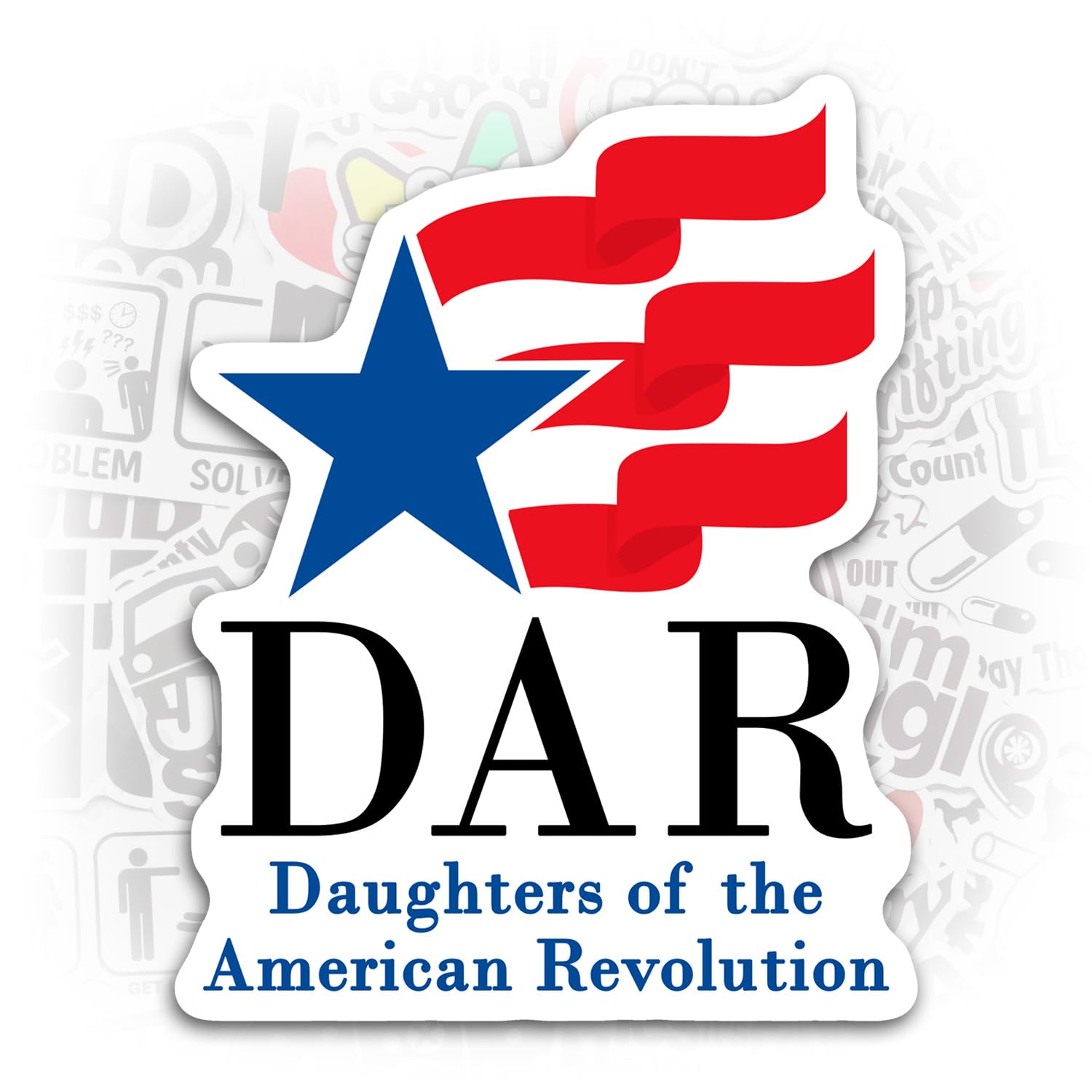 DAR Daughters of The American Revolution US Funny Decals Gifts Helmet Stickers Waterproof Vinyl Sticker for Water Bottle Tumbler Phone Case Cars