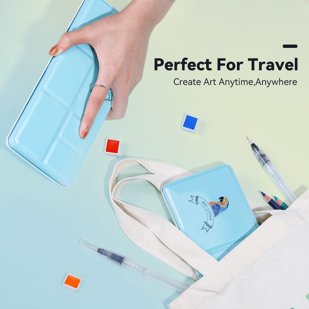 MeiLiang Watercolor Paint Set, 36 Vivid Colors in Pocket Box with Metal Ring and Watercolor Brush, Perfect for Students, Beginners and More - Image 8