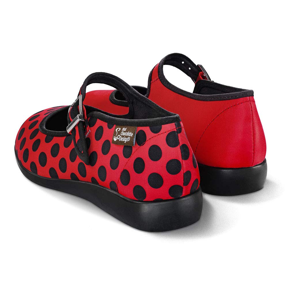 Hot Chocolate Design Chocolaticas Funky Canvas Women's Mary Jane Flat Shoes 4 UK Ladybug - 2