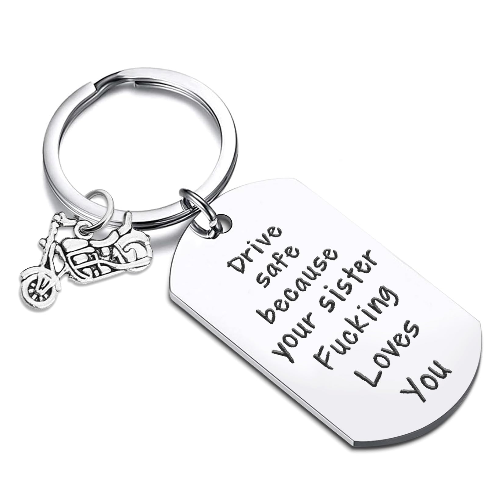 Great gift for a new motorcyclist ，Drive Safe I Love You Keychain Gift for New Driver, Gifts from Sister Brother Family Member Best Friend, Brother Gifts from Sister Birthday Gifts Siblings Gifts