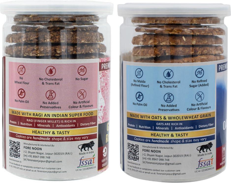 Fore Noon Oats Thandai & Gluten free Ragi Jaggery Cookies (356 g, Pack of 2) 1