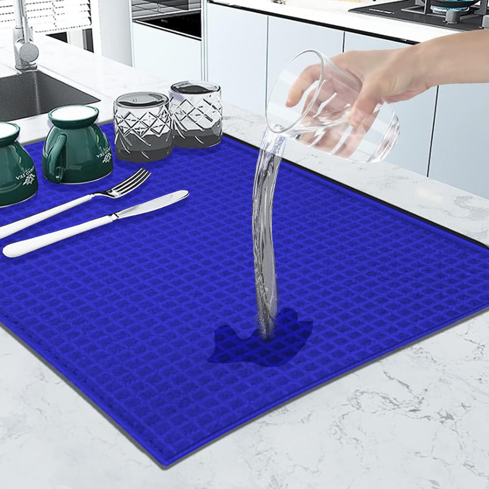 Maxoshine Microfiber Dish Drying Mat for Kitchen to Keep Wet Utensils Fruits and Vegetable on Kitchen Mat Quick Dry Water Absorbent Mats for Kitchen-40 X 50 CM (Blue) (B0D8PZ2VY6) Amazon Price History, Amazon Price Tracker