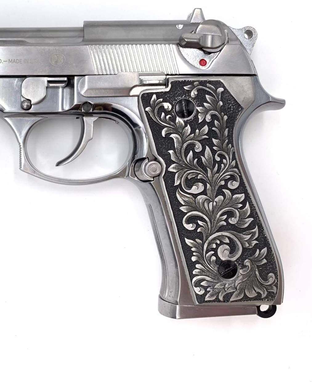 Sri Lanna Aluminum Hand Engrave Beretta 92fs Grips Flower #03