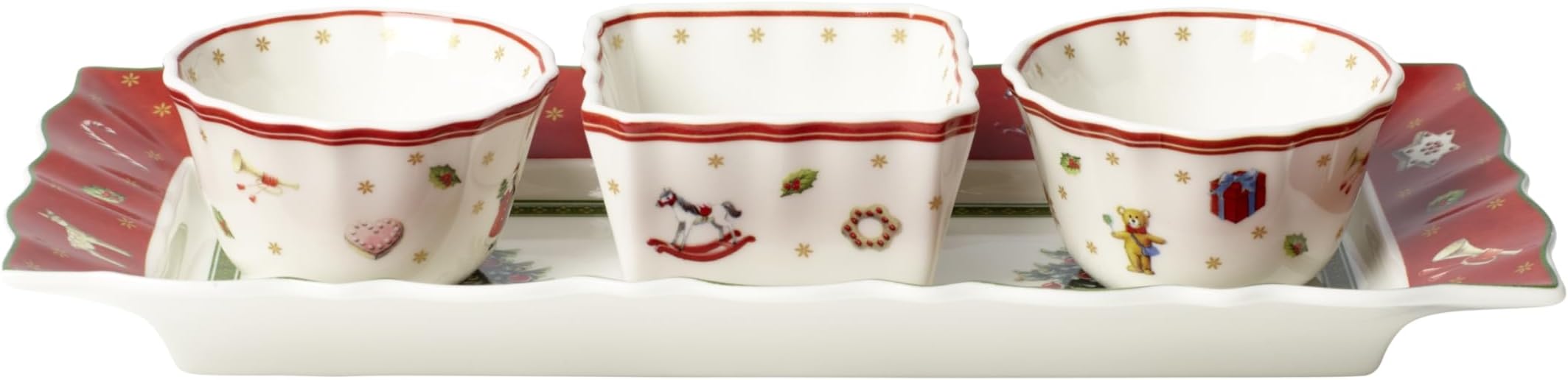 Toy's Delight Dip Set 4 Pieces, Dipping Bowls Set with Tray, Premium Porcelain