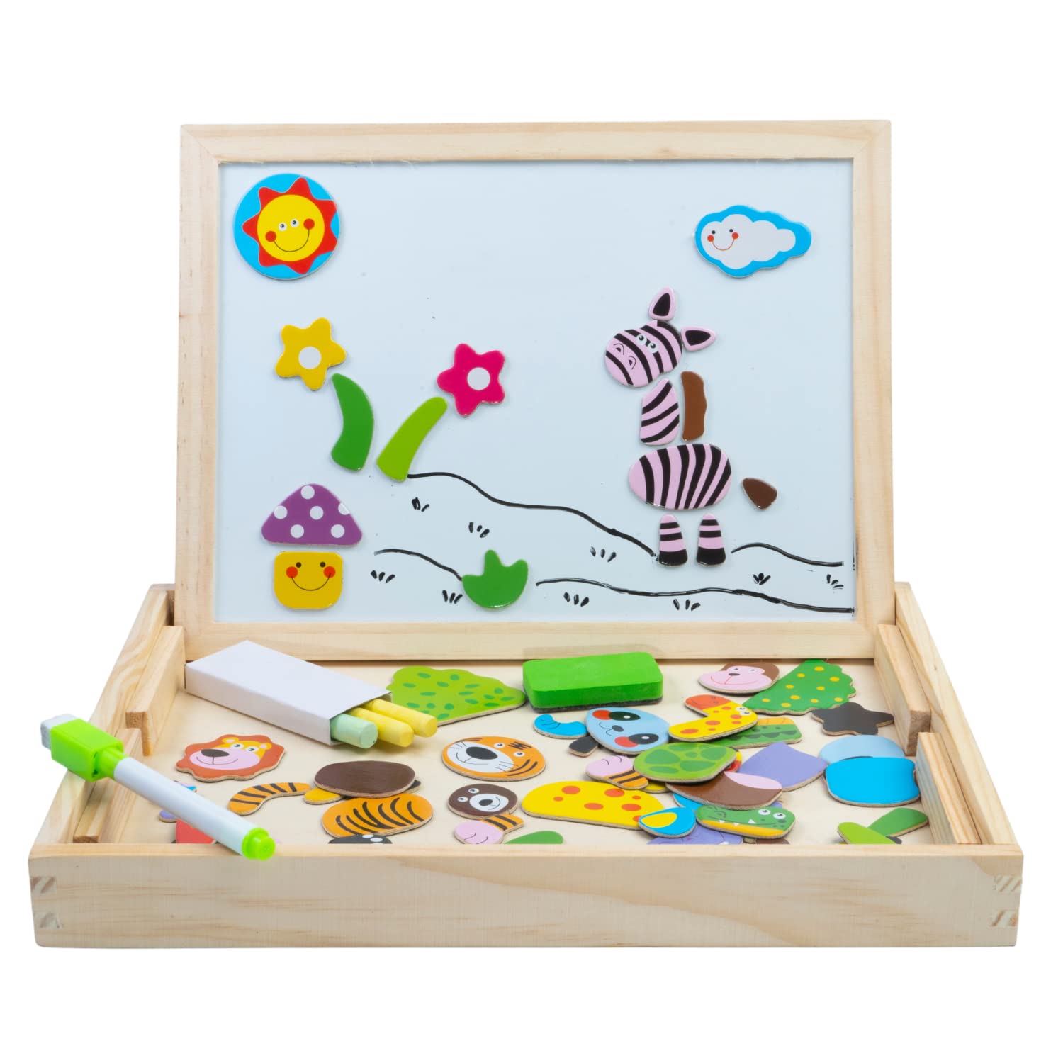 Cubelelo Jungle Safari 2-In-1 Magnetic Board Game|Creativity Multifunctional Wooden Black&White Writing Board|Magnetic Board With 100+Animal Themed Pieces For Kids Children Boys&Girls (B0BVBD48SC) Amazon Price History, Amazon Price Tracker