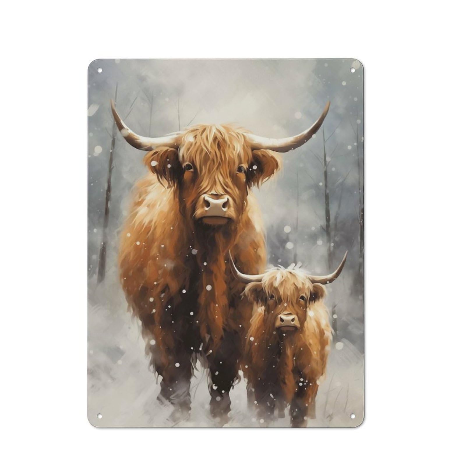 Junmoney Merry Xmas Cow Family Retro Metal Wall Decor 40X30cm, Tin Wall Sign For Bakery, Diner, Cafe Or Family Room