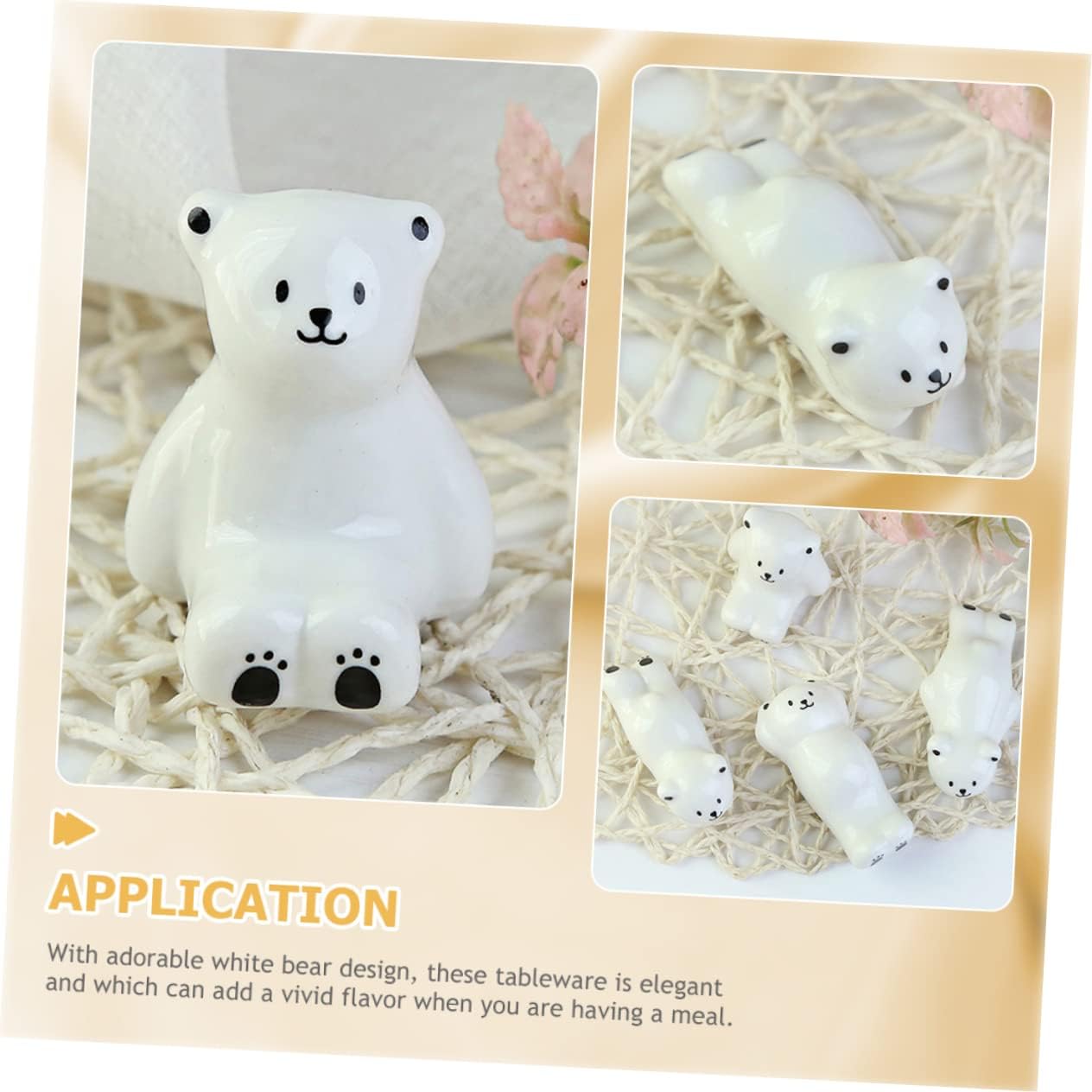 Chopstick Rest Chopsticks Holders decoration Rack 4 pcs White Bear Shelf Ceramic White Bear Cute Animal Cartoon Chopst