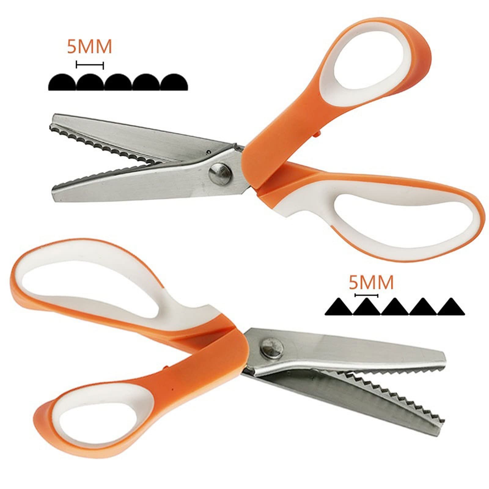 Ciseaux de cuisine Crush Ciseaux Triangle/Dents rondes Coupe Couture Tailleur Cuir Artisanat Tissu Couture Processus Ciseaux (Orange blanc)