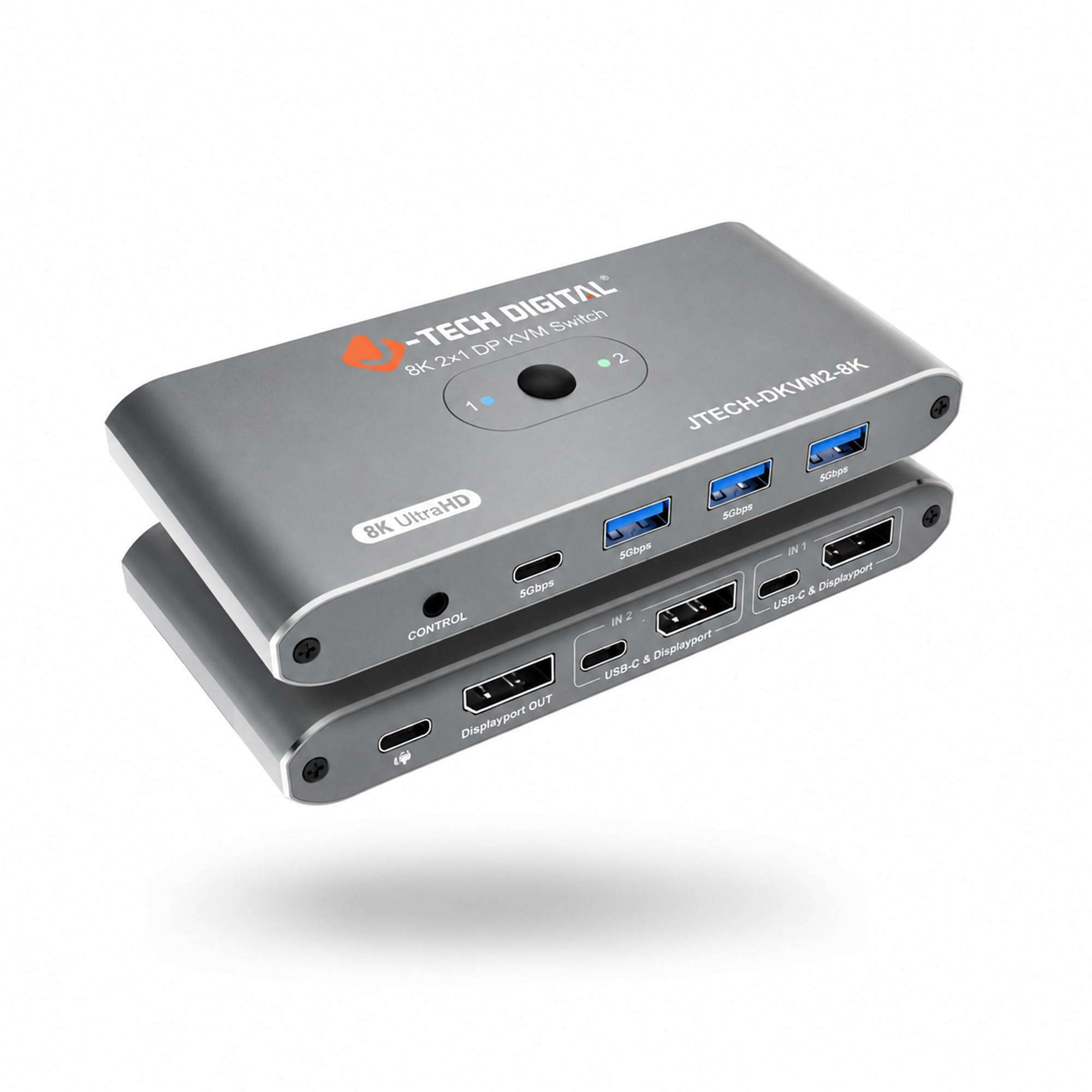 J-Tech Digital 8K DisplayPort 1.4 KVM Switch 2 Computers 1 Monitor, 8K@60Hz / 4K@240Hz Dual PC DP KVM Switcher with 4 USB 3.0 Ports (3 USB-A + 1 USB-C), Includes DP & USB Cables [JTECH-DKM21-8K]-picture-29