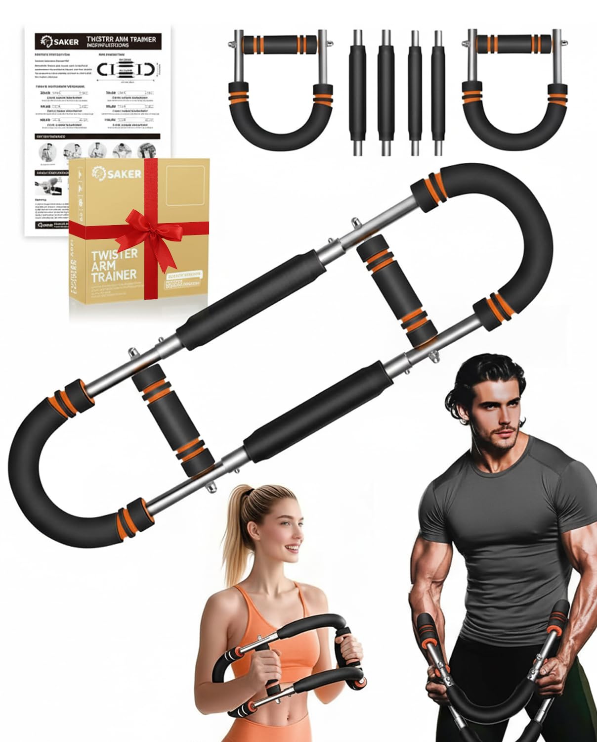 2026 New Saker PowerTwist Arm Trainer, Adjustable Forearm Strengthener, Arm Exercise and Chest Workout Equipment for Home Gym, for Men, Ideas for Fitness Enthusiasts