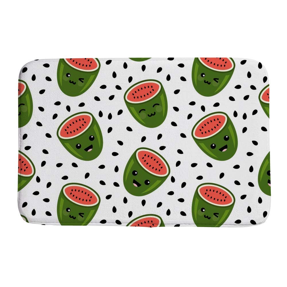 Tapis de bain pastèque CHEHONG en velours de corail absorbant et lavable en machine 36x61 cm