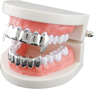 Gold Grills for Your Teeth, 18K Gold Plated Hip Hop Custom Fit Polished Teeth Grills for Men and Women, Rapper Costume Teeth Accessories/
