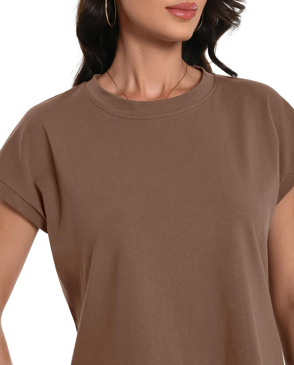 Womens Crop Tops Cap Sleeve Cotton T Shirts Crewneck Loose Fit Trendy Tee Summer Workout Tops 2025 - Image 6