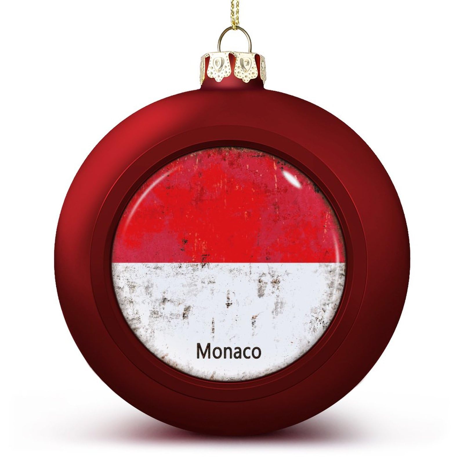 Monaco Flag Christmas Balls Ornaments - National Flag Keepsake - Red Monaco Hanging Ornaments Balls for Christmas Trees Merry Christmas Baubles New Year for Family