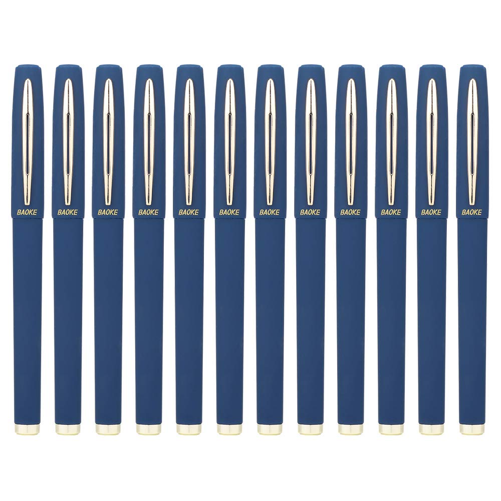 BaoKe Gel Ink Pens Rollerball Pens 0.7mm Medium Line, Box of 12 Pack, PC1838 (blue)