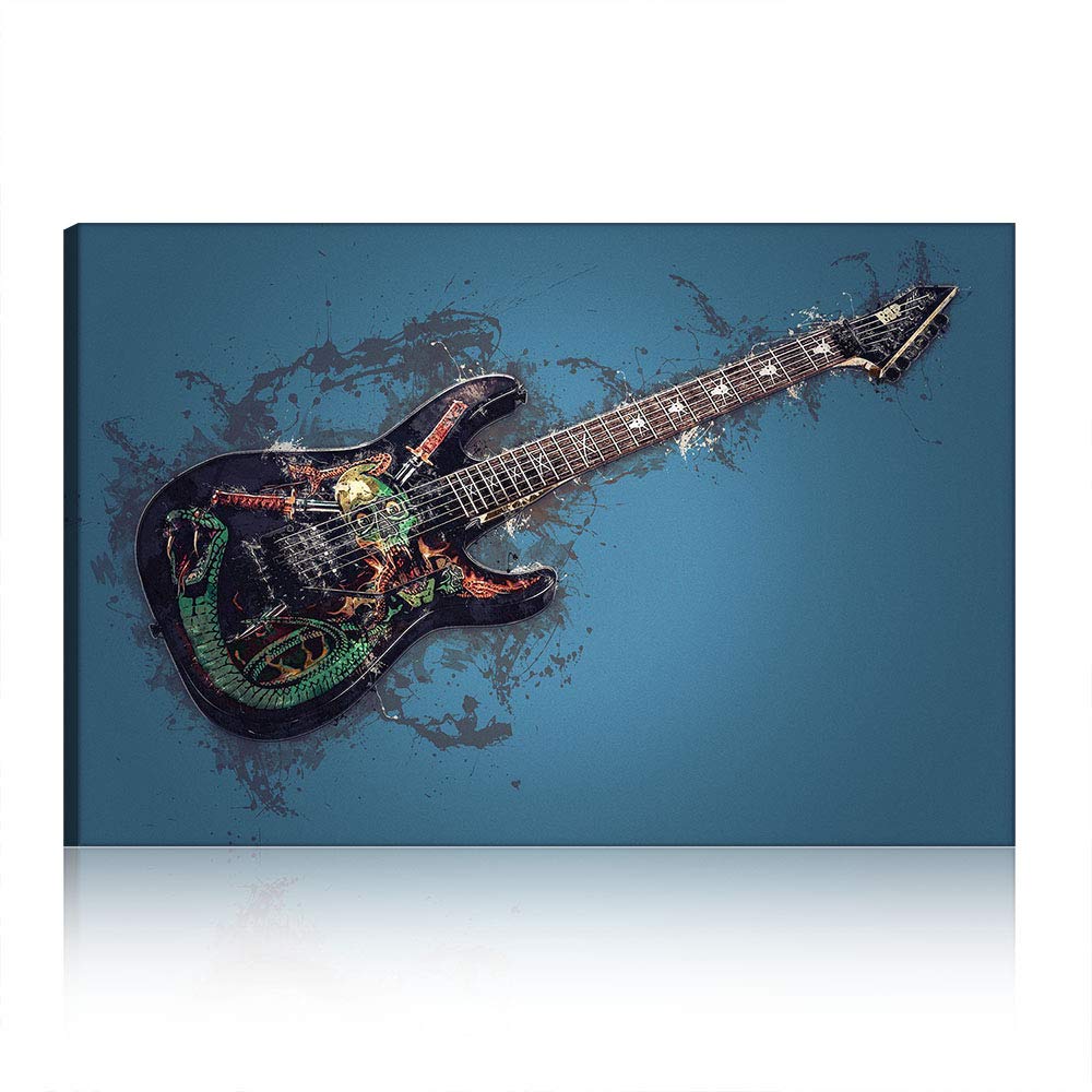 Toile peinture sur le mur guitare électrique abstraite encadrée 30x50 cm
