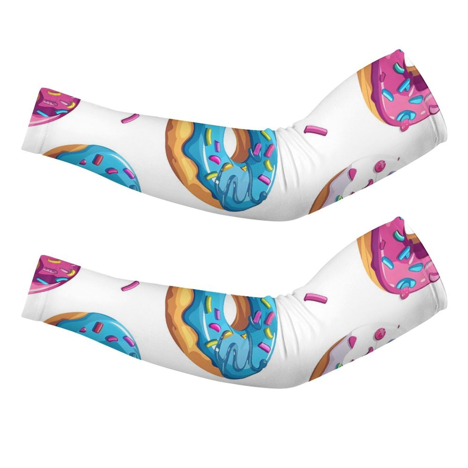 Colorful Donuts with Sprinkles Ice Silk Arm Sleeves Cooling Sun Protection Arm Sleeve for Men Women L