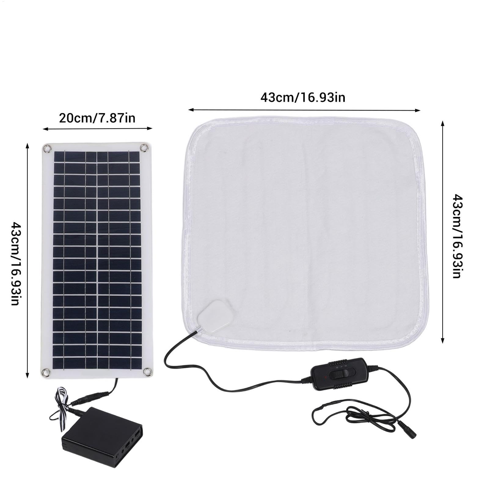 Solarbetriebene Haustier-Heizmatte - 100W beheizbares Katzenbett | Verstellbares Wärmekissen Für Haustiere, Wasserdichtes Heizkissen Für