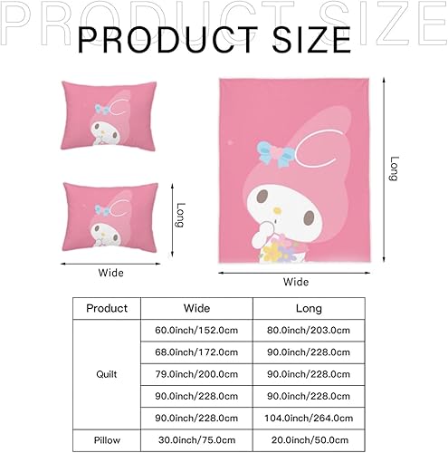 Miniatura 7 de DIEZ Juego de cama de 3 piezas con estampado de conejito de dibujos animados rosa, funda de edredón suave de lujo con cremallera, matrimonial (1