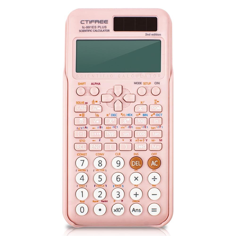 SGZIOO Scientific Calculators, Calculator School Scientific with 417 Functions, 10+2 Screen Display, Solar and Battery Calculator Scientific for Students Teachers Home School (Red)
