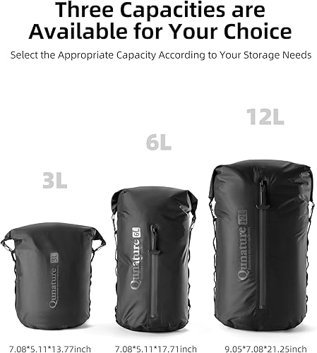 Miniatura 2 de Bolsa seca impermeable, 3L6L12L Roll Top y saco seco ligero con cremallera para canotaje, natación, camping, kayak, senderismo, actividades de
