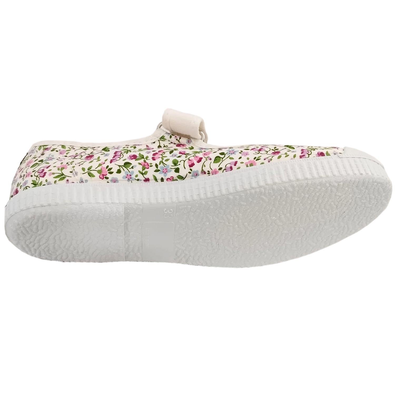 Natural World Kinder Mercedes VELCR. Flores Tintado Ballerina aus Baumwolle mit Klettverschluss