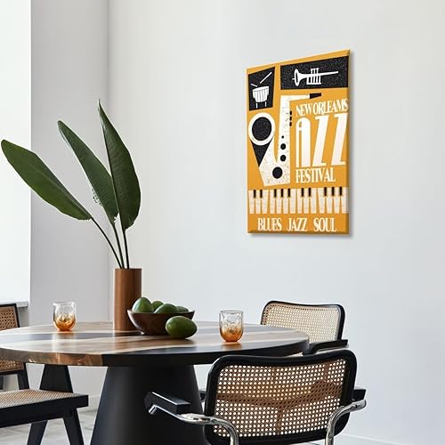 Miniatura 7 de Lienzo retro de jazz para pared, impresiones artísticas para el festival de jazz de Nueva Orleans, impresiones artísticas divertidas de mediados de