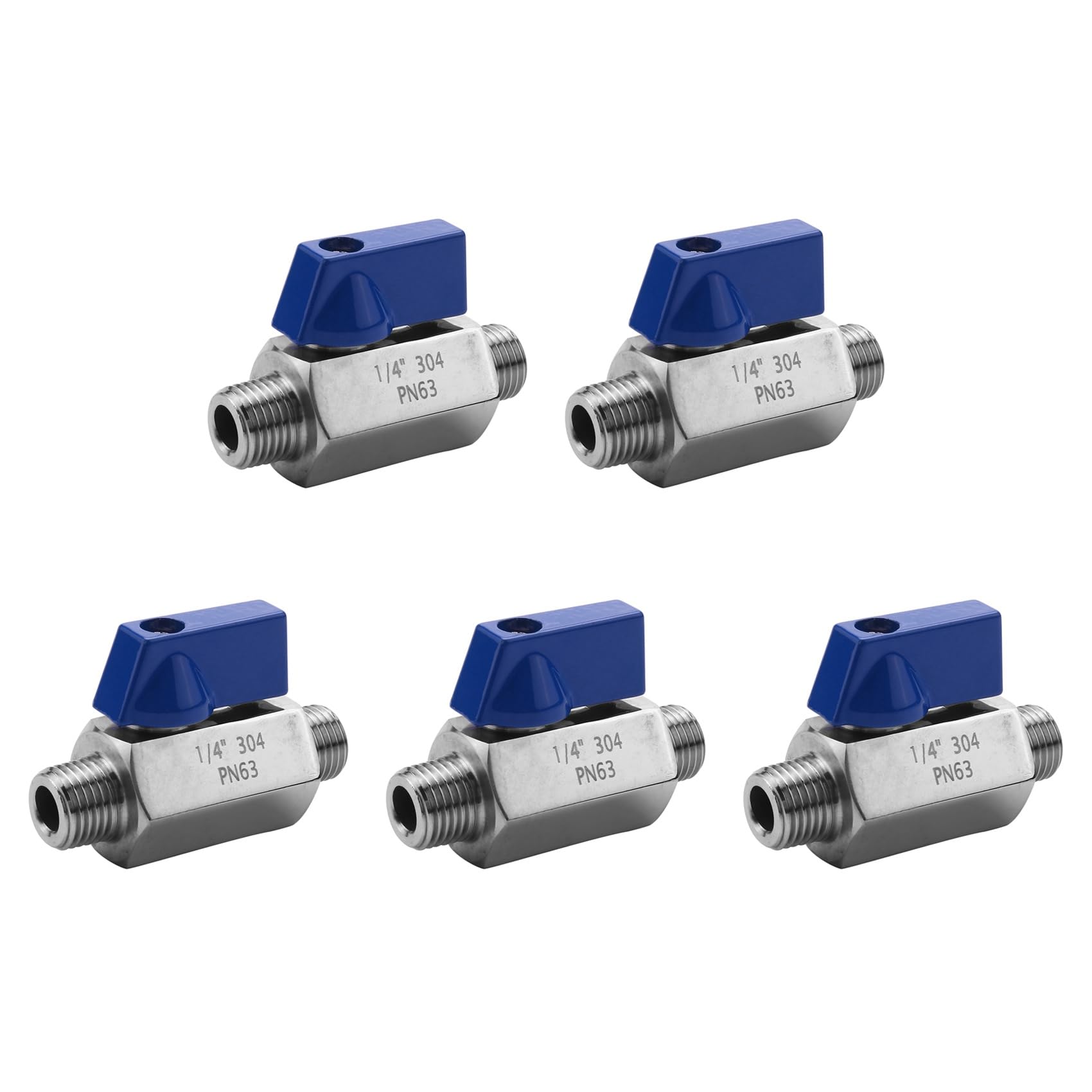 Vanne à boisseau sphérique 1/4 NPT mâle en acier inoxydable pour tuyauterie lot de 5 pièces