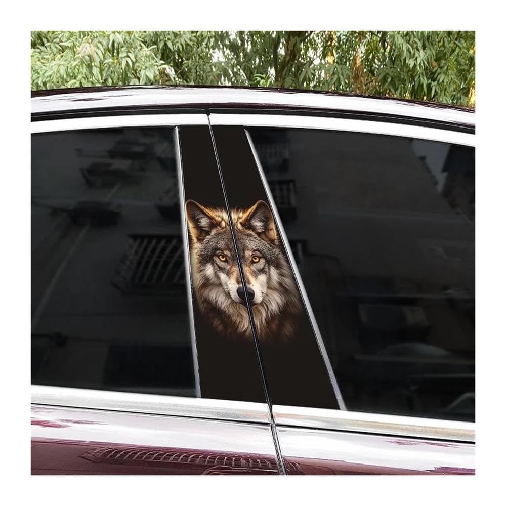 Body Parts 2pcs Animal Style Wolf Head Car B-Pillar Sticker Covering Scratched Car Center Pillar Sticker DIY(H)