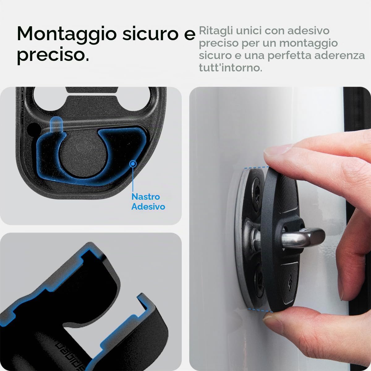 Spigen Tesla Model 3 (2017-2023) Model Y Juniper (2025 2026), Model Y (2020-2024) Coperture per Serratura e Cerniera delle Portiere, Accessori per Tesla - 4 Pezzi