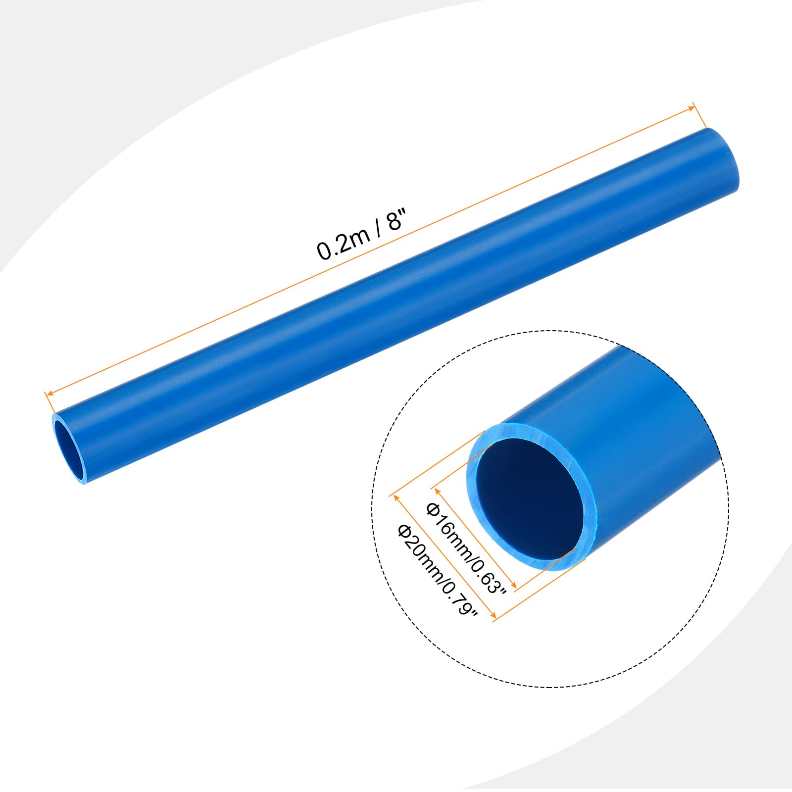 QUARKZMAN Okrągła sztywna rura PVC 16mm ID 20mm OD 20cm/8" Długość niebieska o wysokiej wytrzymałości do rur wodnych rękodzieło osłona kablowa
