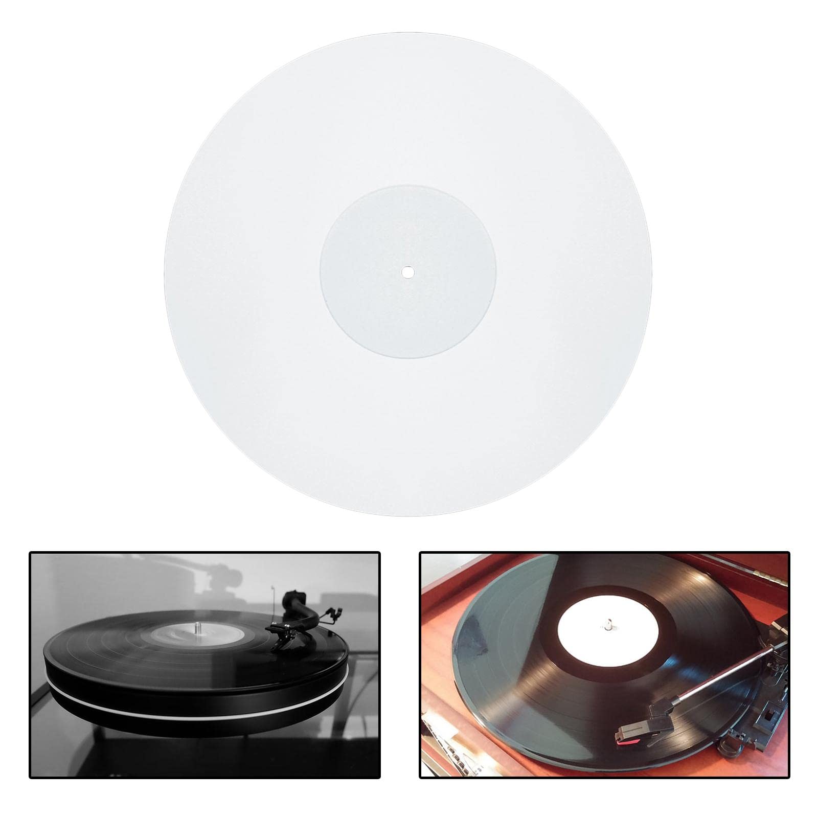 Set di 2 tappetini per giradischi in acrilico da 30,5 cm, per giradischi in vinile, bianco, diametro: 29,5 cm