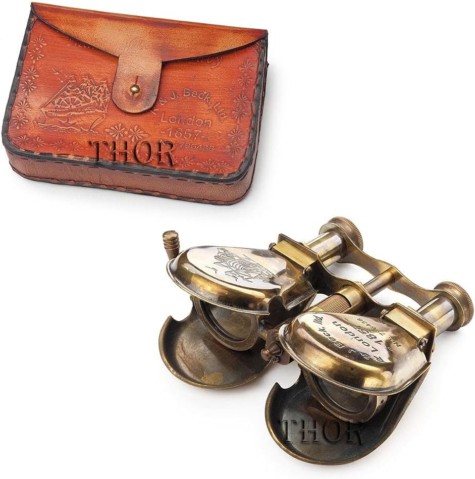 Vintage Brass Antique Binocular Folding Nautical Telescope Spyglass Monoculor W/Box Rustic Vintage Home Decor Gifts