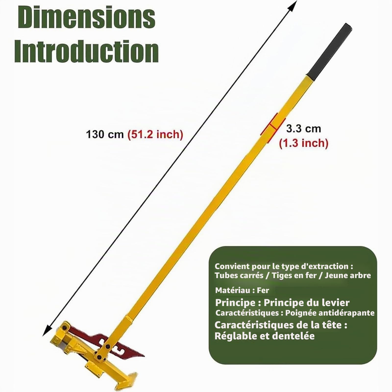 Générique Arrache Souche avec Mâchoire Réglable À 4 Positions,Extracteur Arrache-Souche De Grande Taille À Haut Levier,Outil De Retrait De Piquet Métallique pour Arbres/Arbustes/Vignes