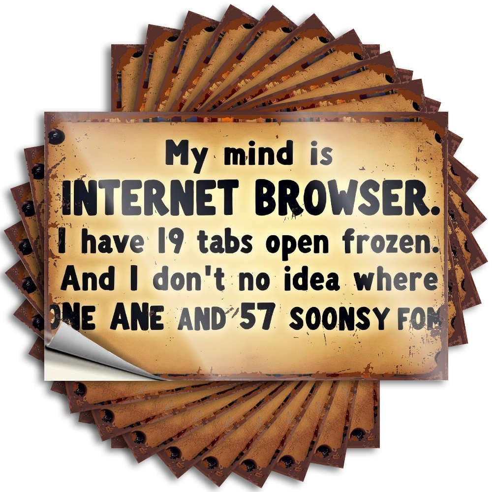 Funny Sticker Beer Peel and Stick - My Mind is an Internet Browser. Wall Accent Waterproof Vinyl for Tiki(12X18CM)