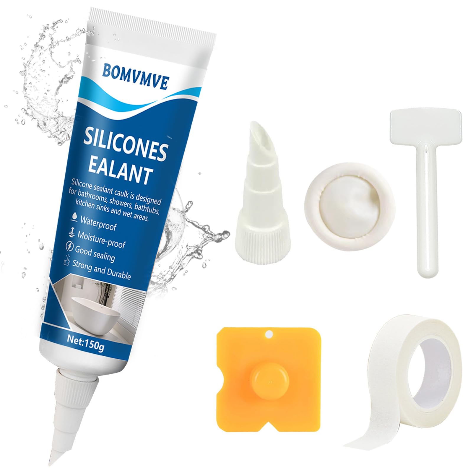 Silicone Bagno Bianco Bagno Silicone Bianco Bagno Silicone Silicone Bagno Cucina Silicone Bottoni Impermeabili per Sigillare Cucine Bagno e Cabine Doccia (150g)