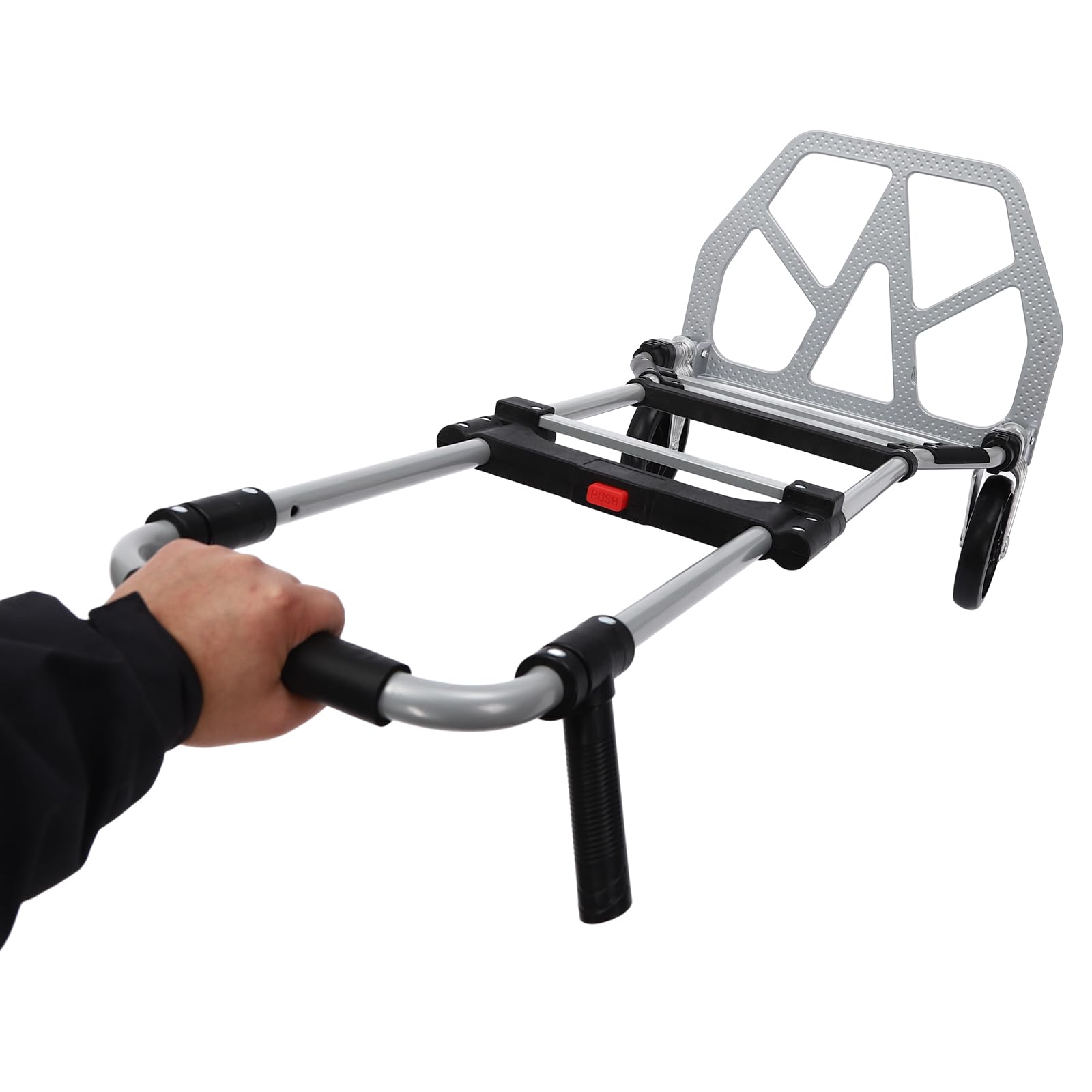 Carrello pieghevole con ruote in gomma piena e corda, portata massima 120 kg, carrello pieghevole in alluminio, carrello per pacchetti, bagagli e shopping, altezza regolabile