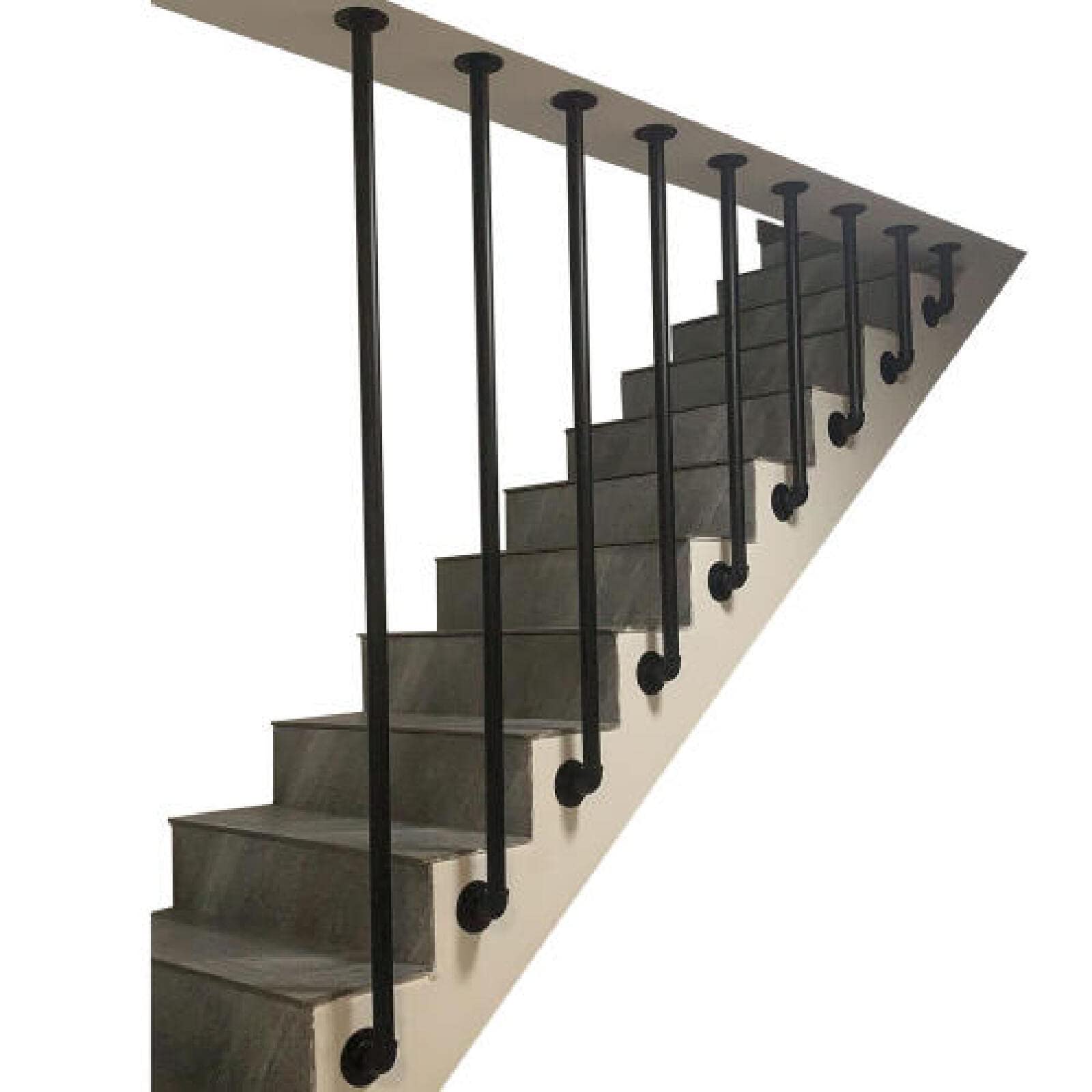 Main Courante Noire Pour Escaliers, Rampes D'escalier Murales De Plafond Rampe De Protection En Forme De L Pour Garde-corps Intérieur Et Extérieur, Rampe De Rampe De Clôture De Grenier De Couloir