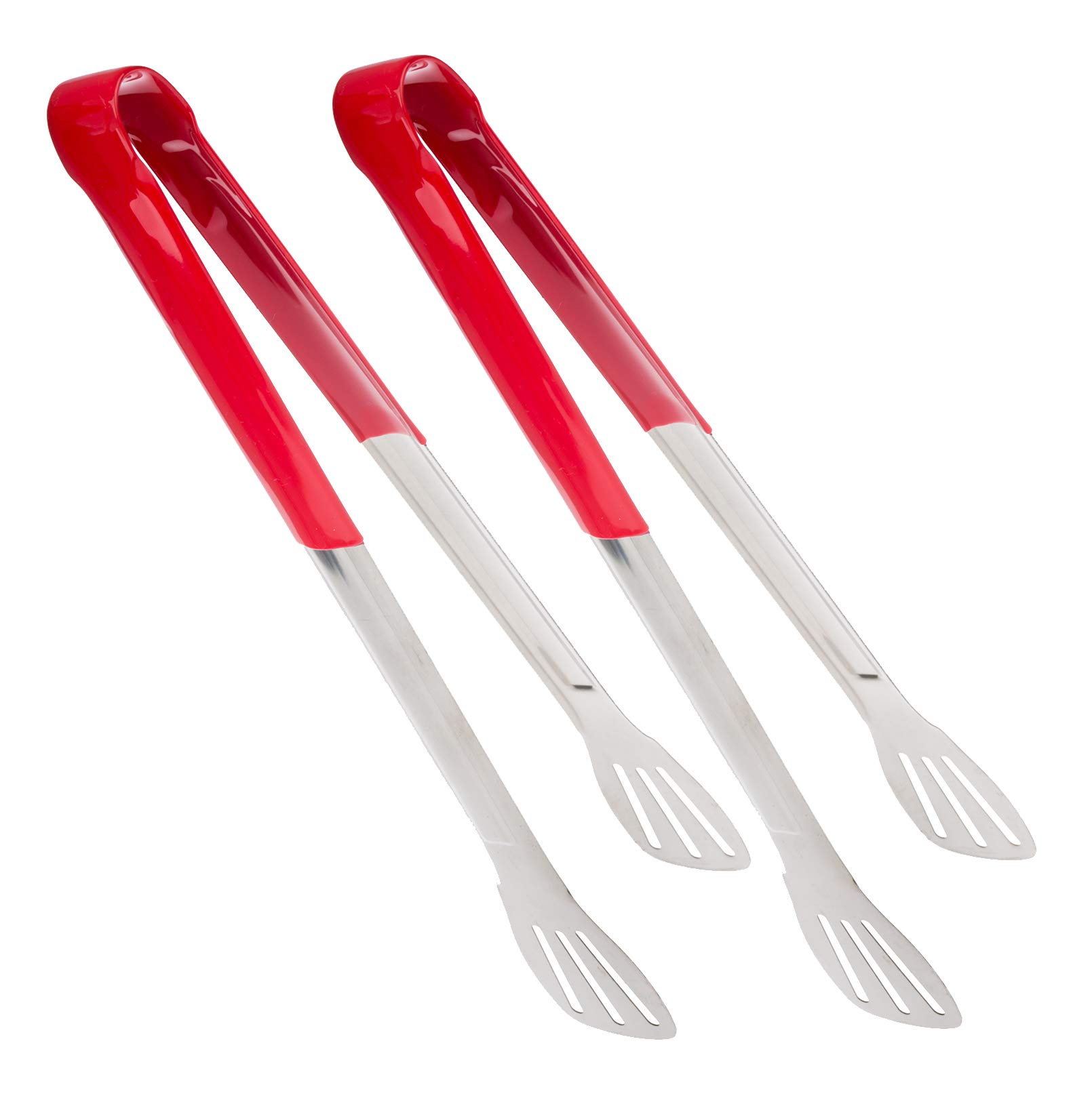 Heavy Duty Soft Stainless Steel Cooking Tongs for Catering and Serving - Pack of 2 - Basic Metal Mini Tongs for Kitchen