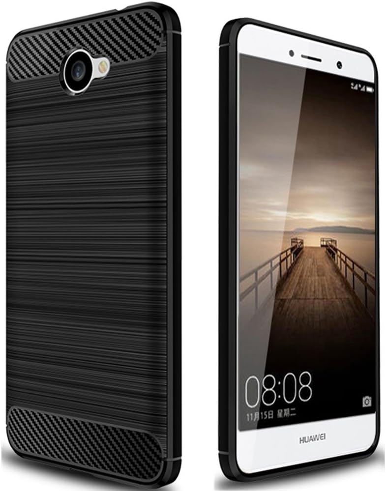 Dretal Huawei Ascend XT 2 Case, Huawei Elate 4G LTE Case, Carbon Fiber Shock Resistant Brusd Texture Soft TPU Phone case Anti-Fingerprint Flexible Protective Cover for Huawei Ascend XT2 H1711 (Black)