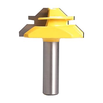 45 degree Woodworking Lock Miter Router Bit Tenon Milling Cutter Tool Drill-Bit 1/4 * 2 1/4 * 1-3/8 1/2 * 2 Shank Optional