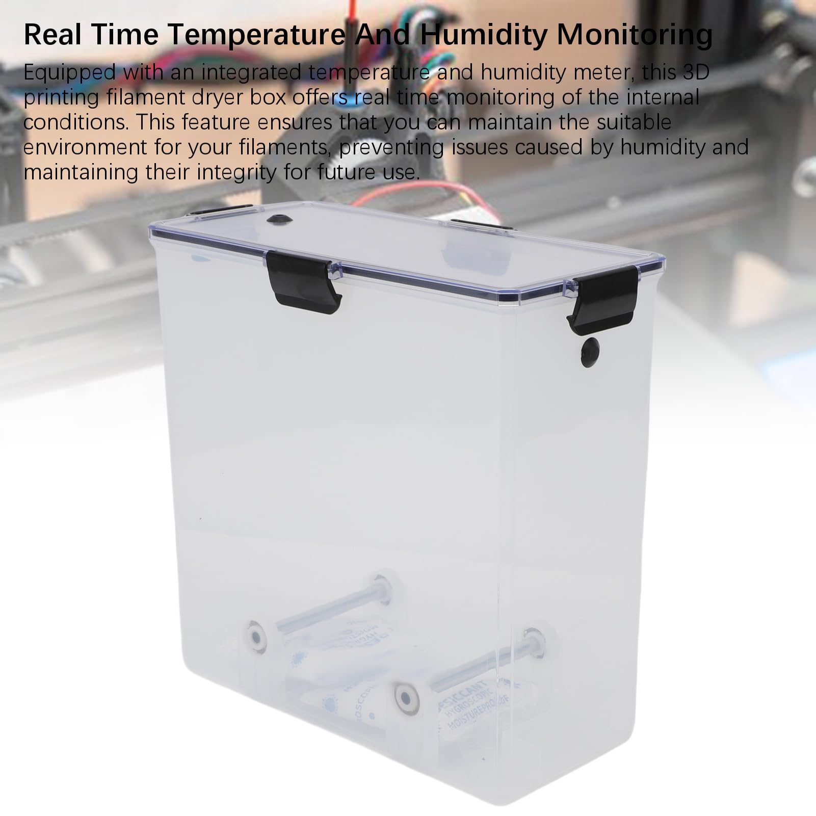 Cocoarm 3D-Druck-Filament-Trocknerbox, ABS-Filament-Aufbewahrungsbehälter mit Hygrometer-Vakuumbeuteln und Spulenhalter für PLA-ABS-1-kg-Spulen für 3D-Drucker-Benutzer