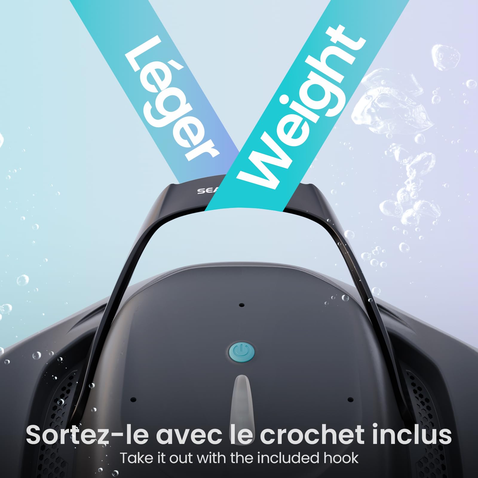 AIPER Seagull 800B Robot Piscine sans Fil, Aspirateur Piscine, 90 Min d’Autonomie, Stationnement Automatique, Forte Aspiration, Affichage LED, pour Piscines Hors-Sol Jusqu’à 80 m²