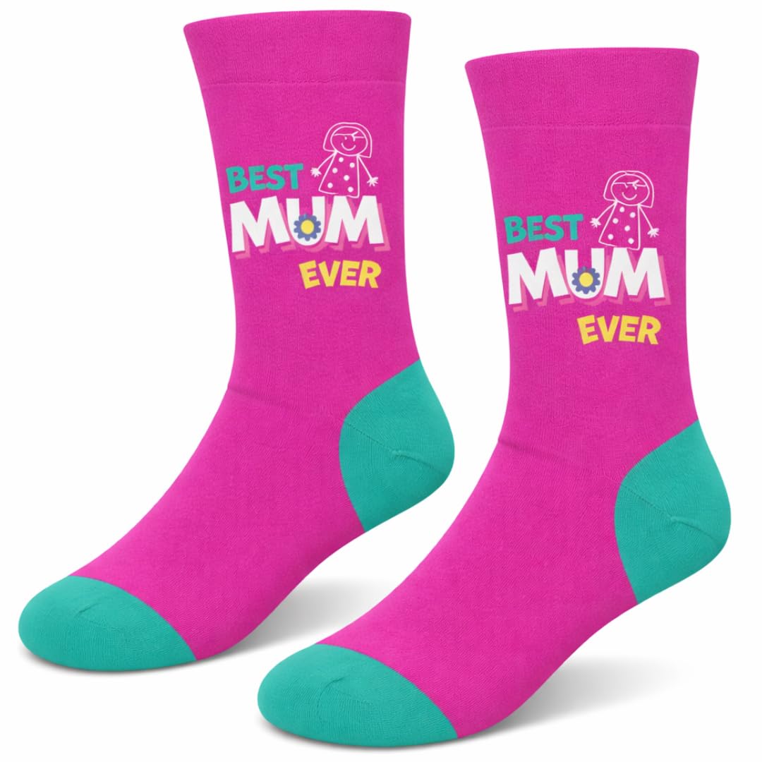 Happy Pairs Women's Multicolour Mum Socks Novelty Socks Size 4-8 Birthday Gift Best Mum Ever Gift From Daughter Son Stocking Filler Present