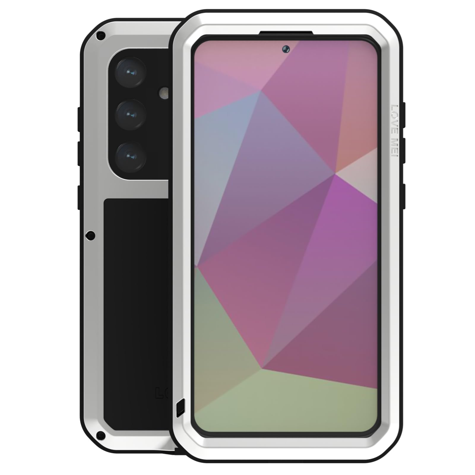 LJFLYXRI Custodia protettiva per Galaxy S24, robusta, in alluminio e silicone, antiurto, con pellicola protettiva integrata (argento, S24)