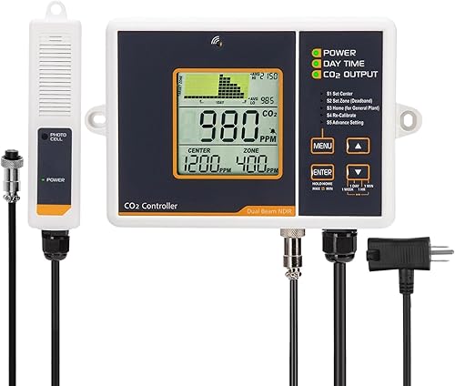 Controlador de CO2 con sensor de CO2 NDIR con cable, controlador de dióxido de carbono enchufable, el monitor de CO2 puede adaptarse con regulador