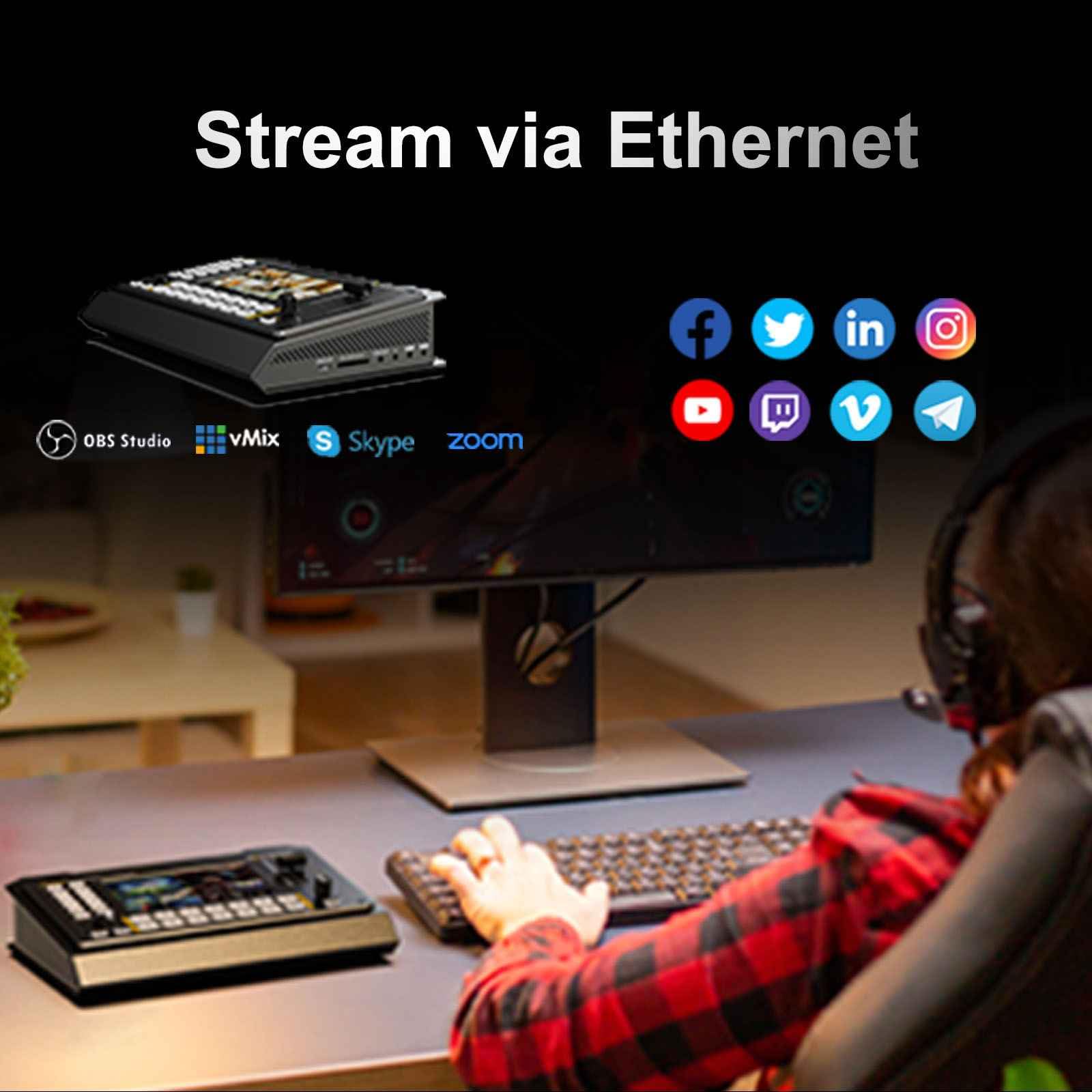 AVMATRIX Shark S6 5-Zoll-Bildschirm Multi-Kamera-Videomischer, SDI/HDMI-Eingänge, USB- und SD-Karten-Aufnahme, Ethernet- und USB-Ausgänge für Echtzeit-Live-Streaming, Bequeme PTZ-Steuerung