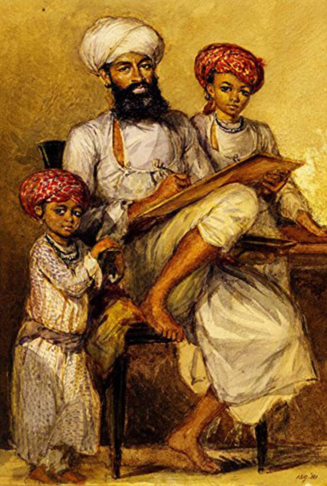 Ocher Art: Indian Courtier - Vintage Painting, Canvas Print, (30x20 Inches)