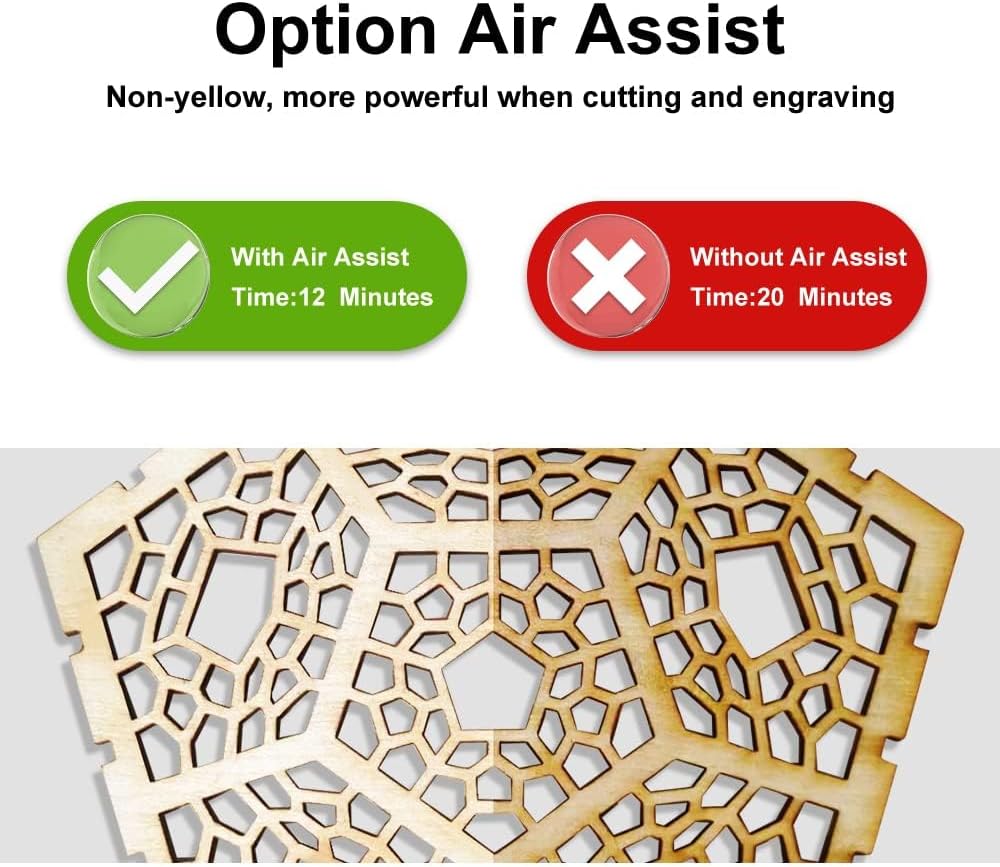 Comparison of engraving with and without air assist